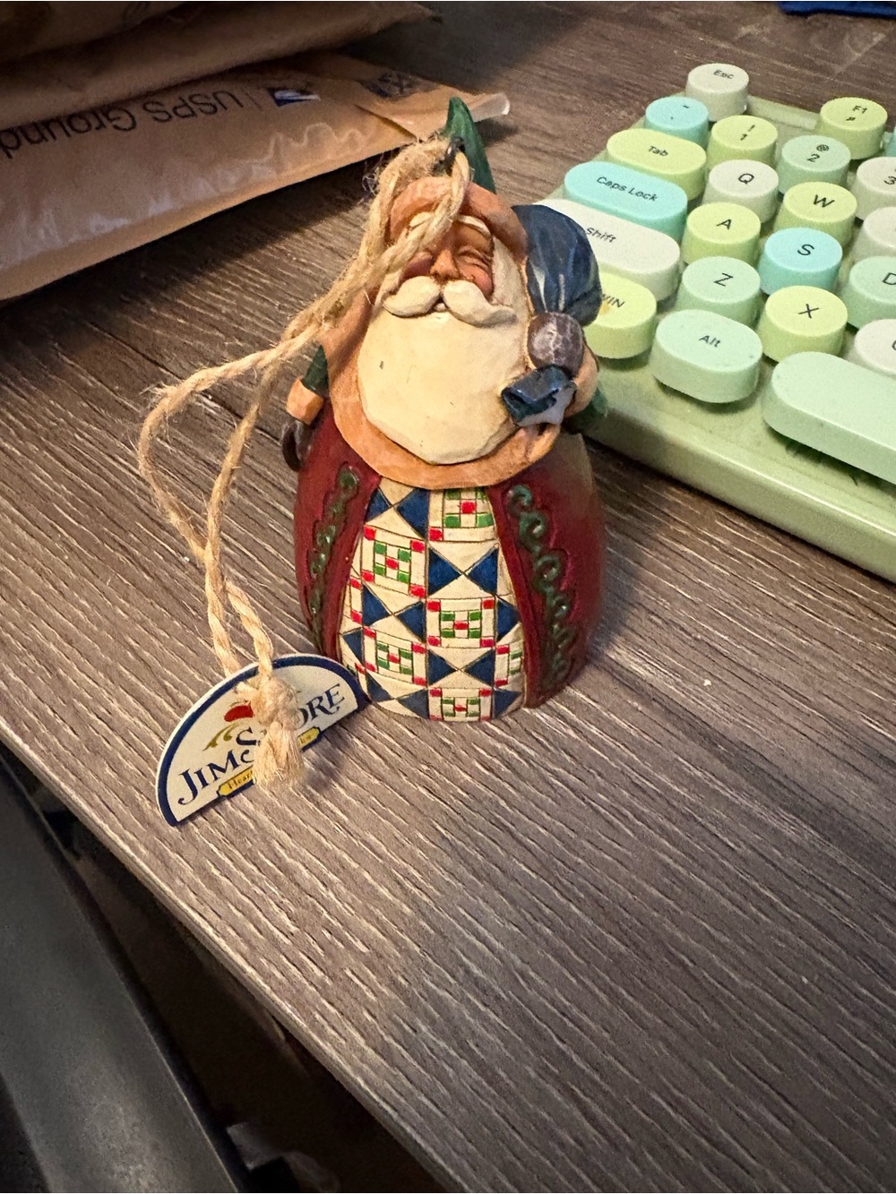 New Jim Shore Red Quilted Santa Ornament - Decorative Holiday Figurine